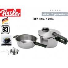 Set Olla Pr.nueva Vitavit Prem. 4,5+2,5l Fissler